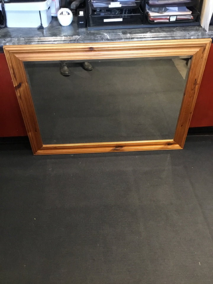 Brown Wood Beveled Mirror