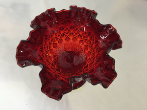 Fenton Red Glass Stemmed Bowl