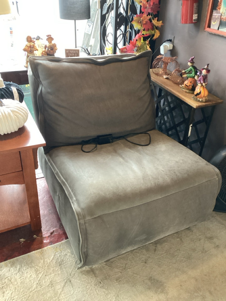 Arhaus Electric Leather Recliner Gray Chair