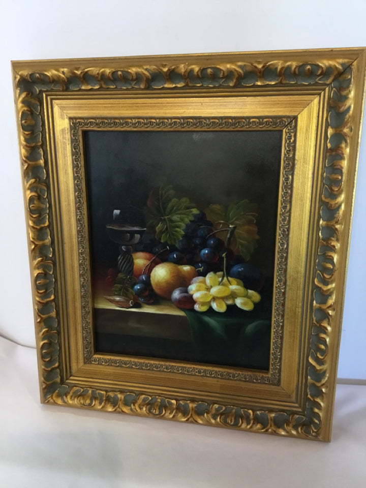 Still Life Gold/Multi Fruit Framed Art