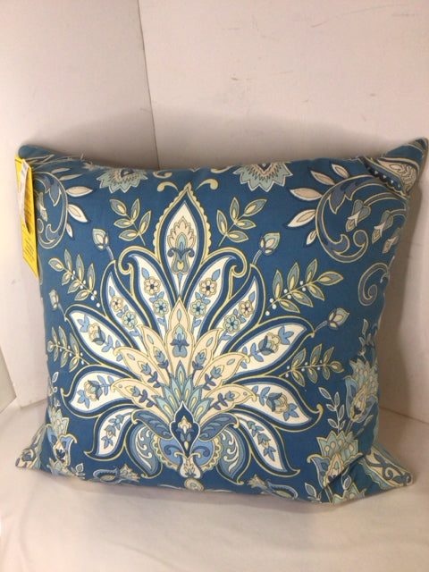 Blue/White Cotton Paisley Down Filled Pillow