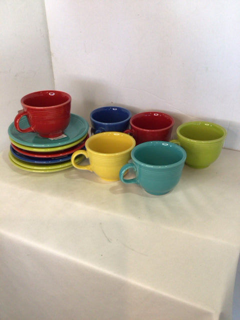 Fiesta Cups/Saucers Multi Set of 12 Platter