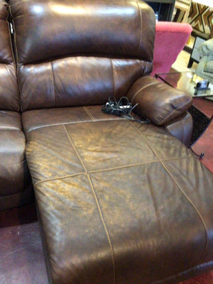 Ashley 3 Piece Leather Electric Recliner Brown Sectional Sofa