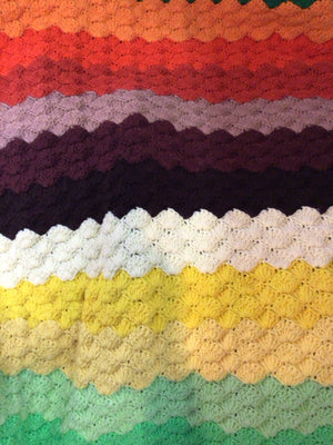 Handmade Multi-Color Crochet Stripe Blanket