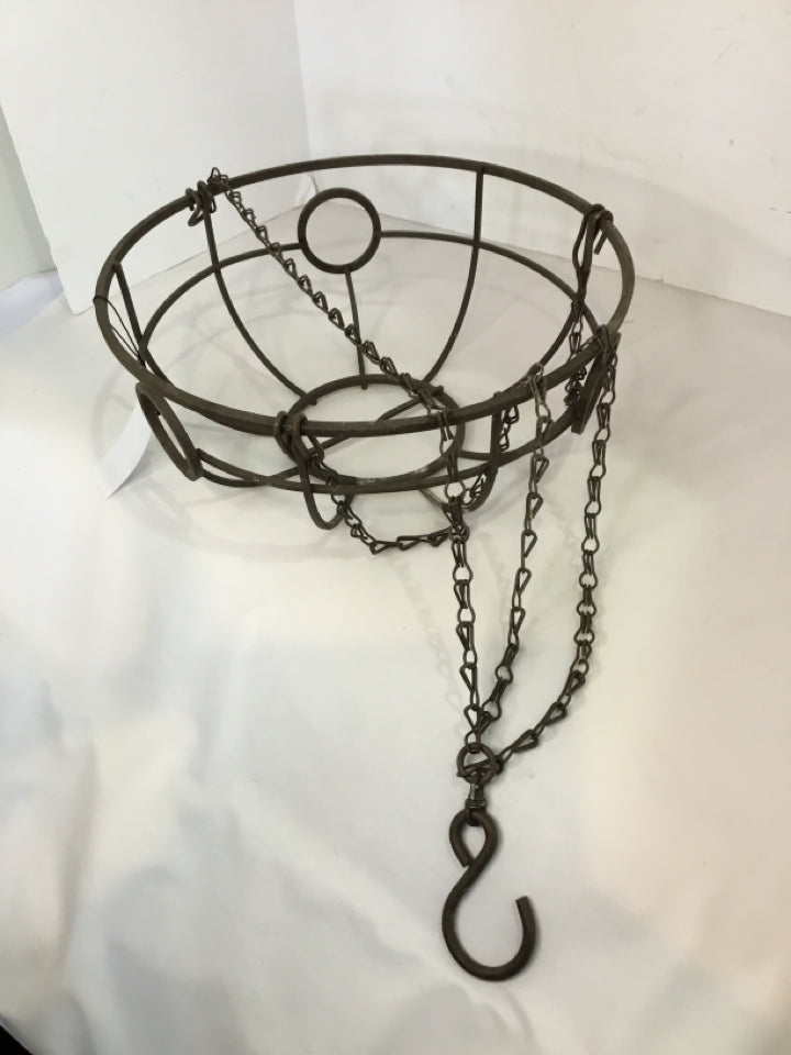 Outdoor/Outside Black Metal Hanging Basket