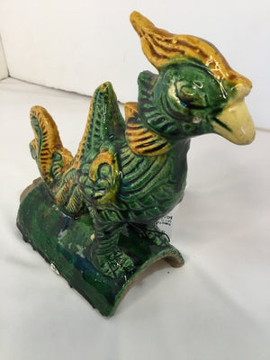 Oriental Green Ceramic Bird Sancai Glaze Statue