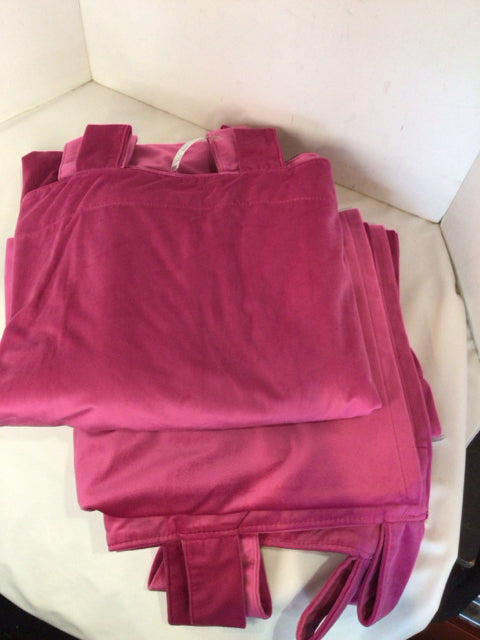 Pair Pink Velour Tab Top Draperies/Curtains