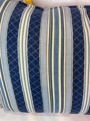 Down Blue Polyester Striped Pair Pillow Set