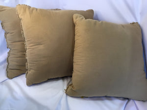 Set of 3 Tan Polyester Tufted Pillow Set