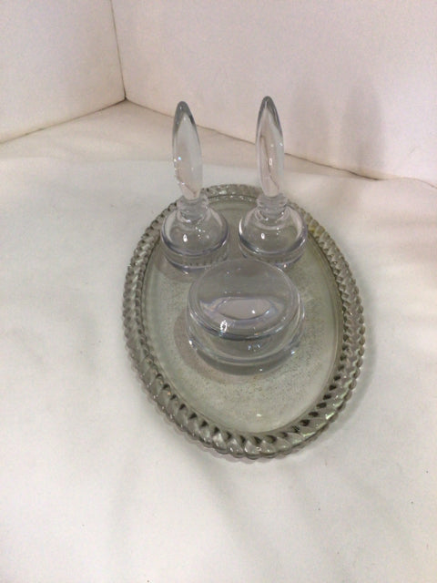 4 Piece Set Clear Glass Vanity Set