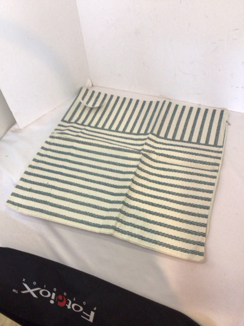 Blue/White Polyester Striped Pillow Cover