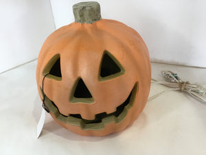Halloween Orange Plastic Jack o'Lantern Light up Holiday Item