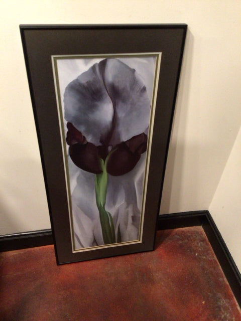 Green/Gray Flower Iris Framed Art
