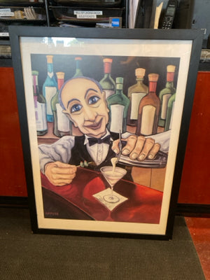 Print Multi-Color Bartender Cocktail Framed Art