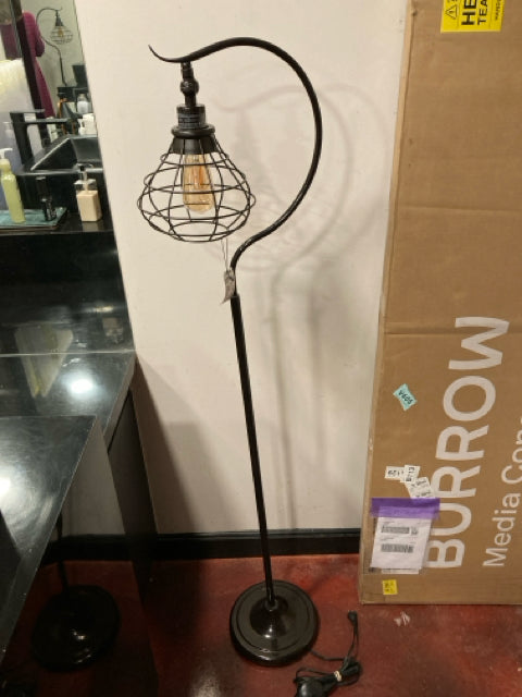 Floor Black Metal Cage Lamp