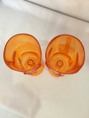 Set of 2 Orange Plastic Skull Glasses Holiday Item