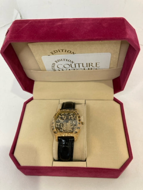 Couture Watches Gold/Black Rhinestone Watch