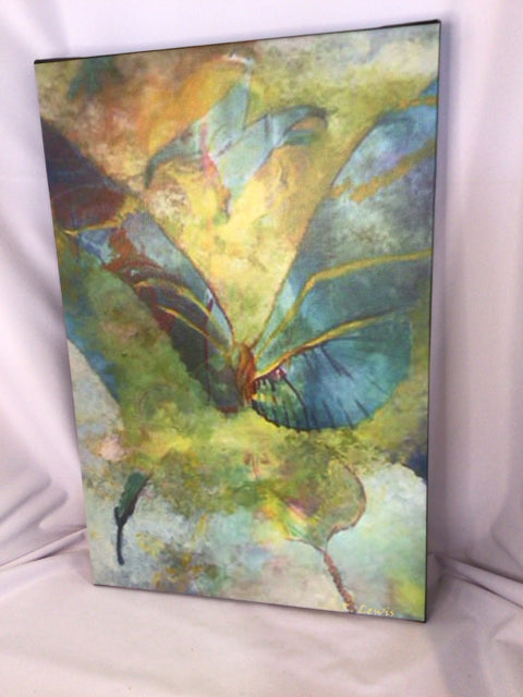 Blue/Green Butterfly Stretch Canvas Art