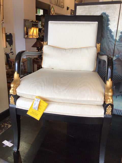 Ethan Allen Pair Moire Empire White/Black Chair