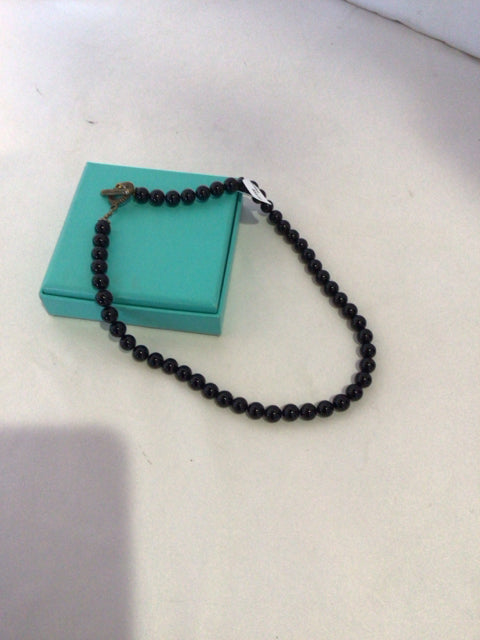 Black Beaded Wood Necklace
