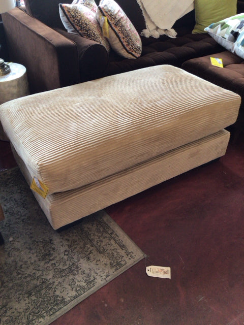 AI Furniture Co. Oversized Tan Corduroy Rectangle FootStool/Ottoman 9J54EF72