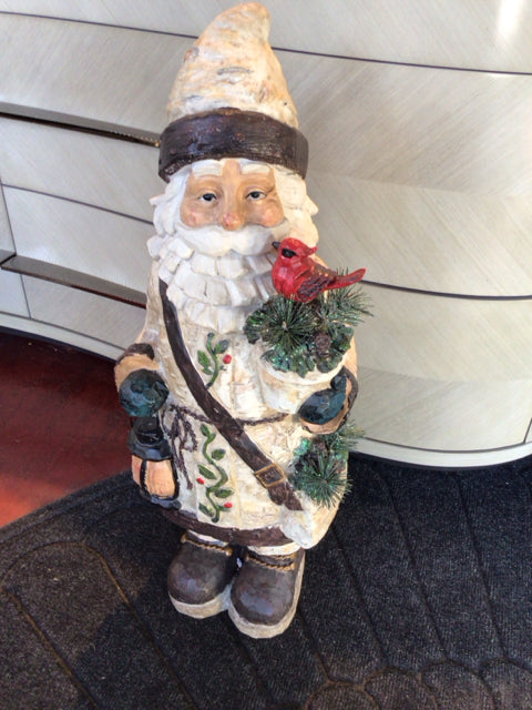 Outdoor/Outside Cream Resin Santa Holiday Item
