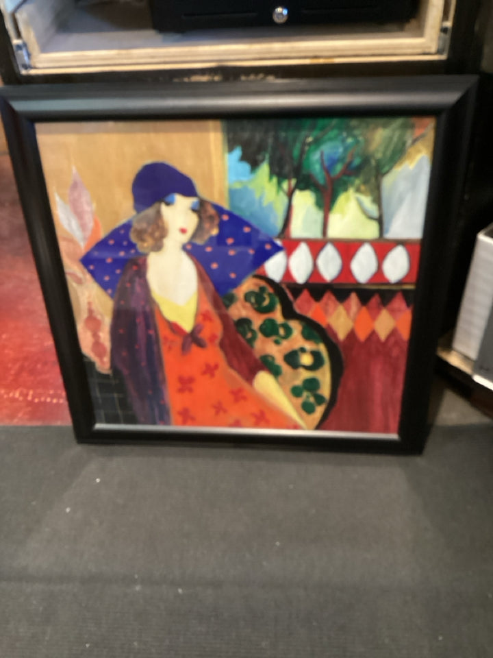 Lithograph Multi-Color Woman Framed Art