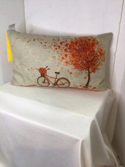 Fall Orange/Brown Linen Bicycle Tree Pillow