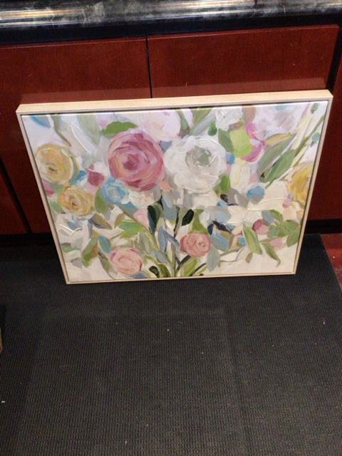 Pink/multi Canvas Floral Framed Art
