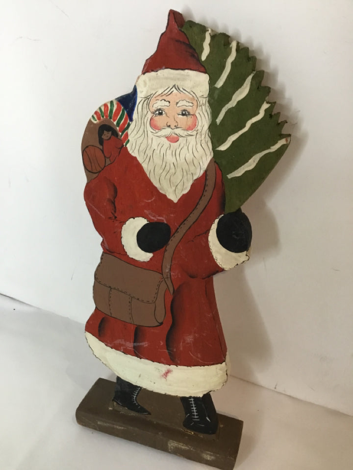 Christmas Red/white Wood Santa Figure Holiday Item