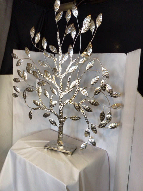 Silver Metal Tree Sculpture
