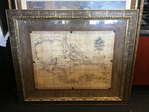 Gold/Gray Map Framed Art