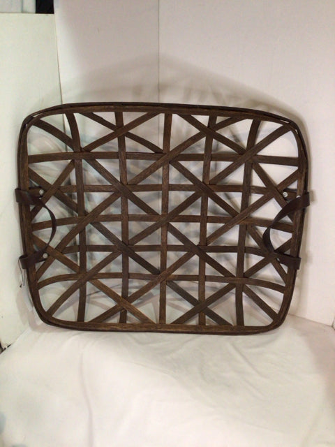 Tobacco Brown Wood Square Basket