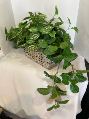 Green/Cream Wicker Faux Plant