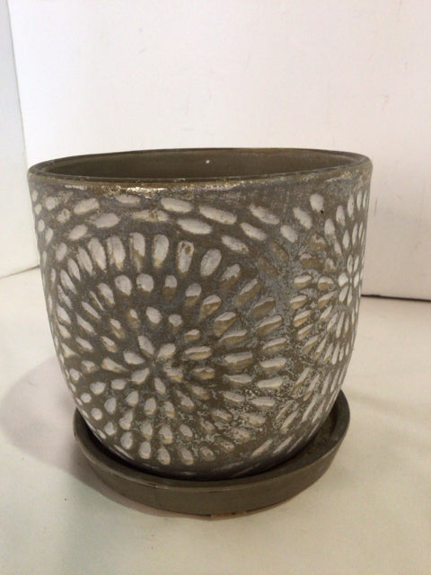 Gray/White Ceramic Planter