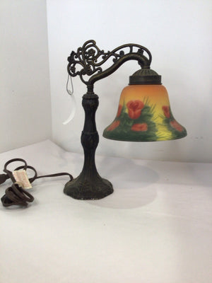 Black/Multi Metal/Glass Floral Lamp