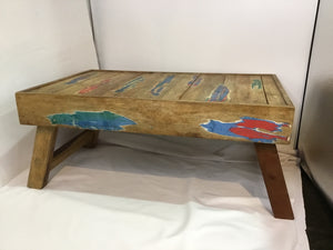 Folding Wood Weathered Tray Multi-Color Table