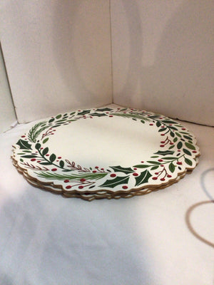 Williams-Sonoma Christmas White/Green Cork Back Placemats Set of 4 Holiday Item