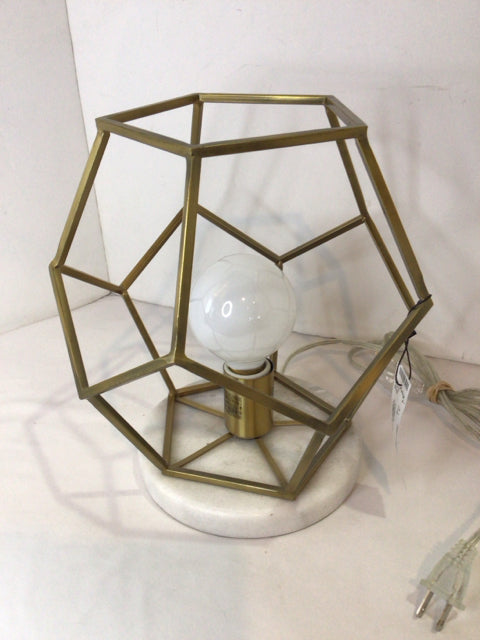 Gold/White Marble/Metal Round Lamp
