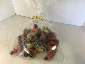 Vintage Fruit Red/Multi Resin Ornaments Set of 6 Holiday Item