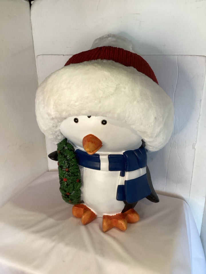 Statue Black/Multi Ceramic Penguin Holiday Item