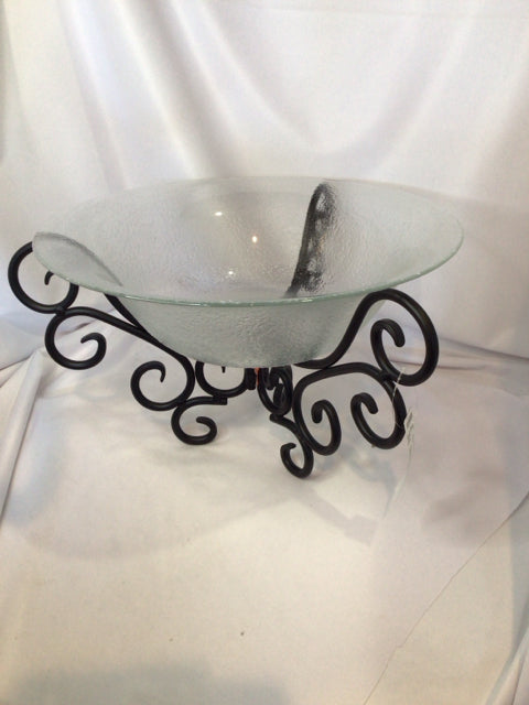 Clear/Black Glass/Metal W/Holder Bowl