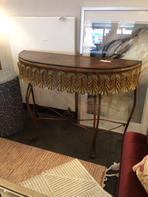Console Metal Skirted Brown Table