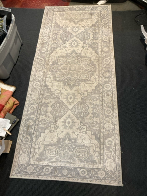 Runner Polyester Gray/White Rug