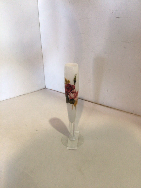 Bud White/Multi Glass Roses Vase