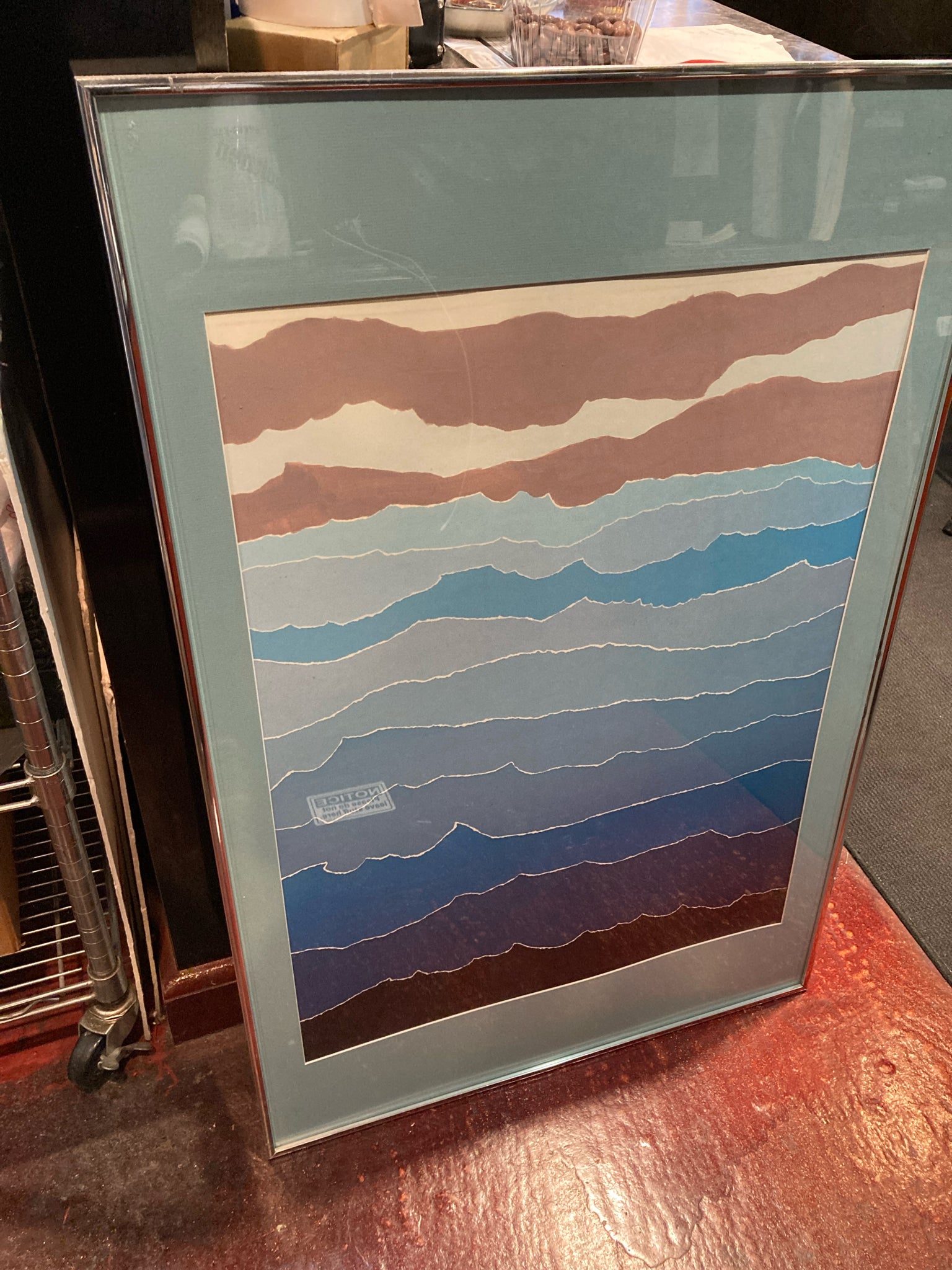 Abstract Blue/Brown Landscape Framed Art