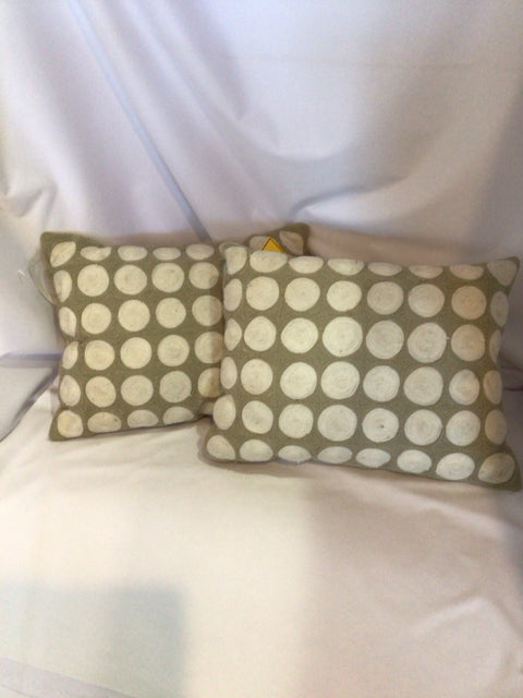 Pair Tan/Cream Circles As Is - See Description Pillow Set