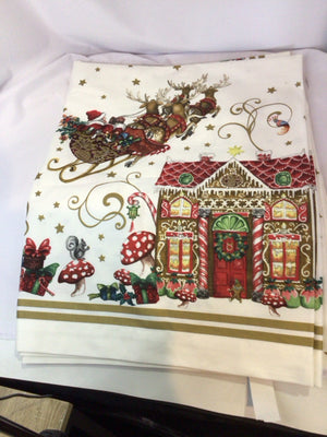 Williams-Sonoma Tablecloth White/Red Cotton Christmas Holiday Item