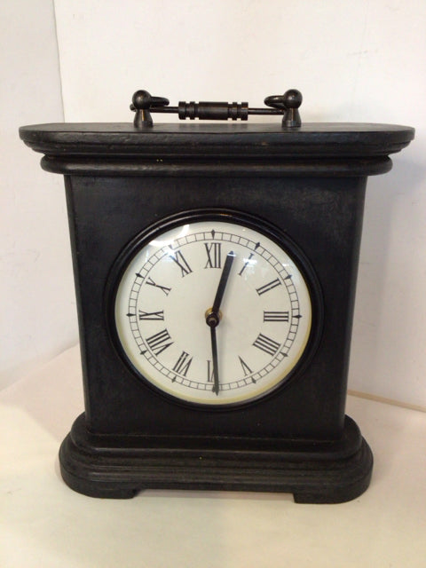 Table Top Black Wood Oval Clock