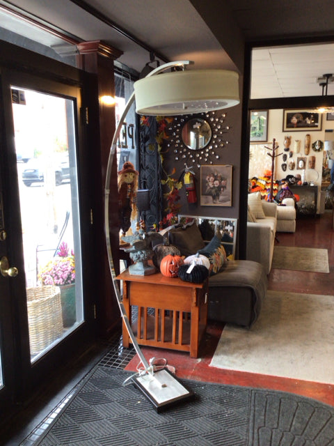 Curved Silver Metal Arched Floor Lamp